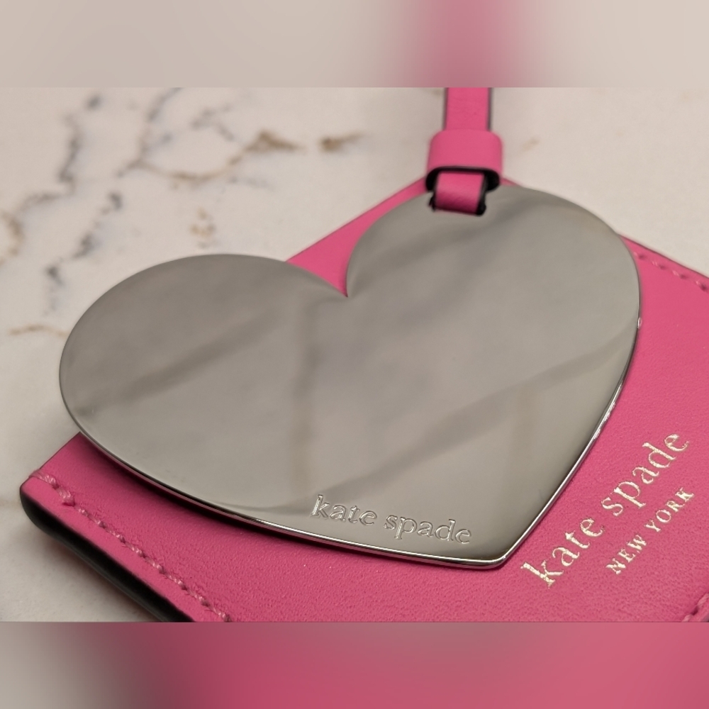 Kate Spade Leather Pouch with Mirror Heart - EUC - Pink - Picture 6 of 11